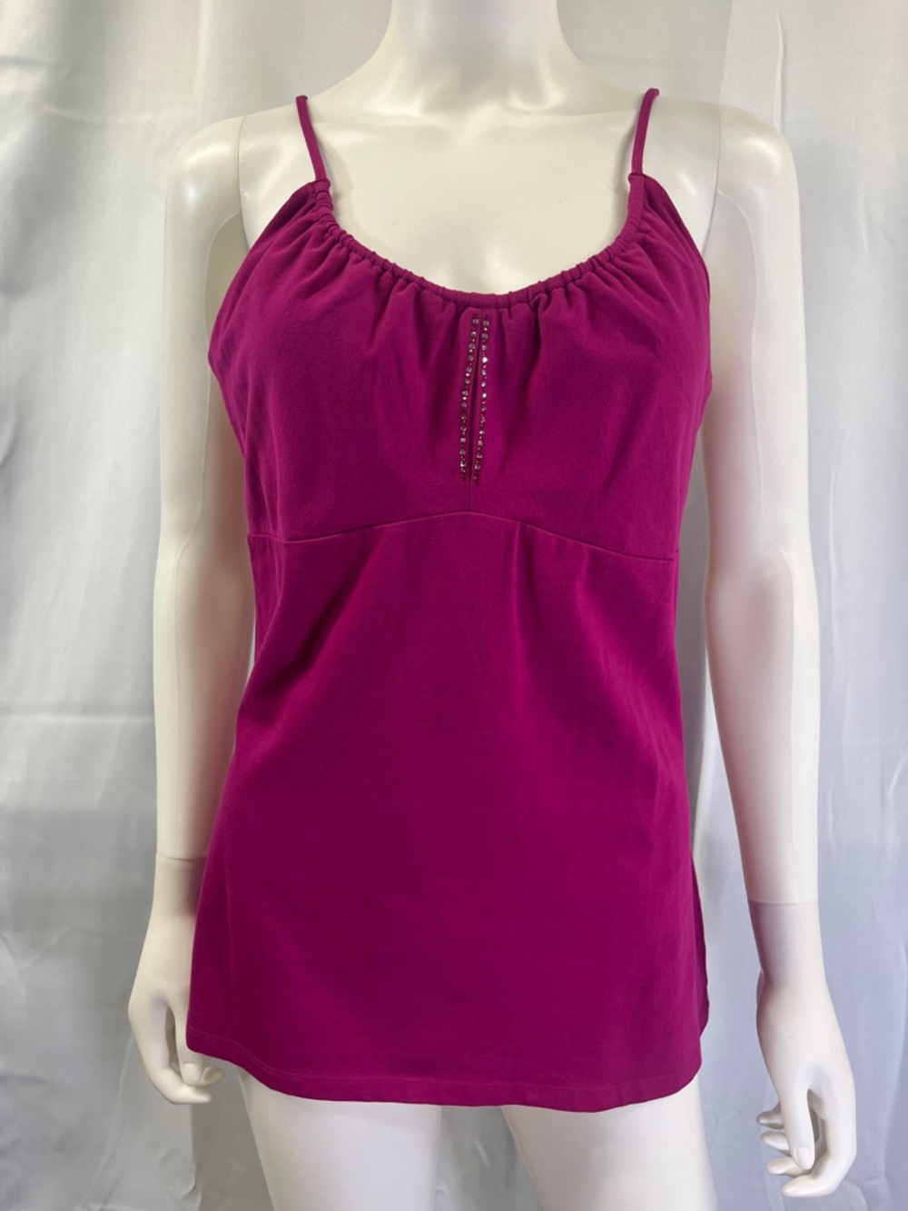 Express Fuchsia Spaghetti Strap Tank with Bead Detail